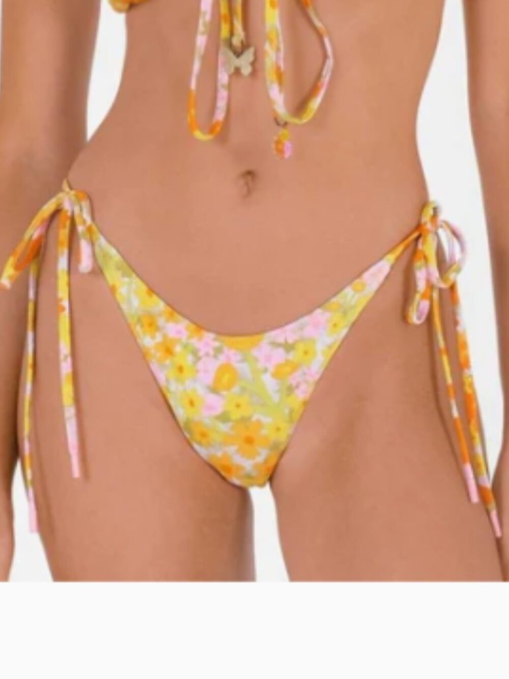 NEW - BlackBough- Daniella Side-Ties Cheey Bikini Bottoms - MAY FLOWERS